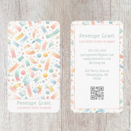 Pastel Niedlich Confetti Kinder Party- und Veranst Visitenkarte