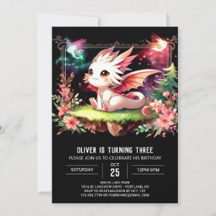 Pastel Niedlich Dragon Geburtstag Einladung