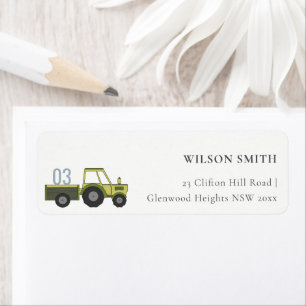Pastel Niedlich Green Blue Farm Tractor Kids Adres