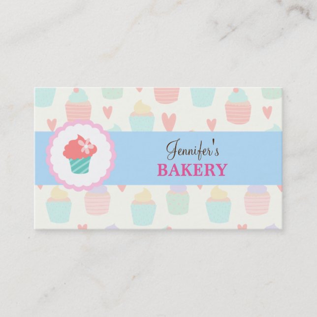 Pastel Niedlich Kawaii Bäckerei Businesscard Visitenkarte (Vorderseite)