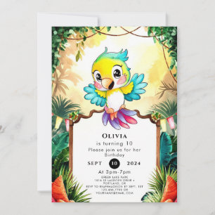 Pastel Niedlich Parrot Geburtstag Einladung