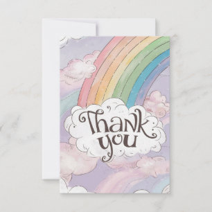 Pastel Niedlich Rainbow und Wolken Dankeskarte