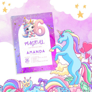 Pastel Niedlich Unicorn Girl Einladung