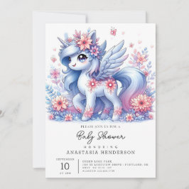 Pastel Niedlich Unicorn Kinderdusche Einladung