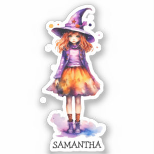 Pastel Niedlich Witch Girl - Halloween Ästhetik (2 Aufkleber