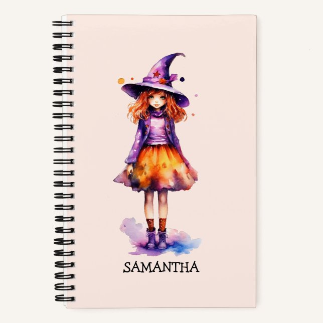 Pastel Niedlich Witch Girl - Halloween Ästhetik (2 Notizbuch (Vorderseite)