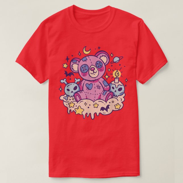 Pastel Nu Goth Kawaii Teddy Bear Creepy Occult Men T-Shirt (Design vorne)