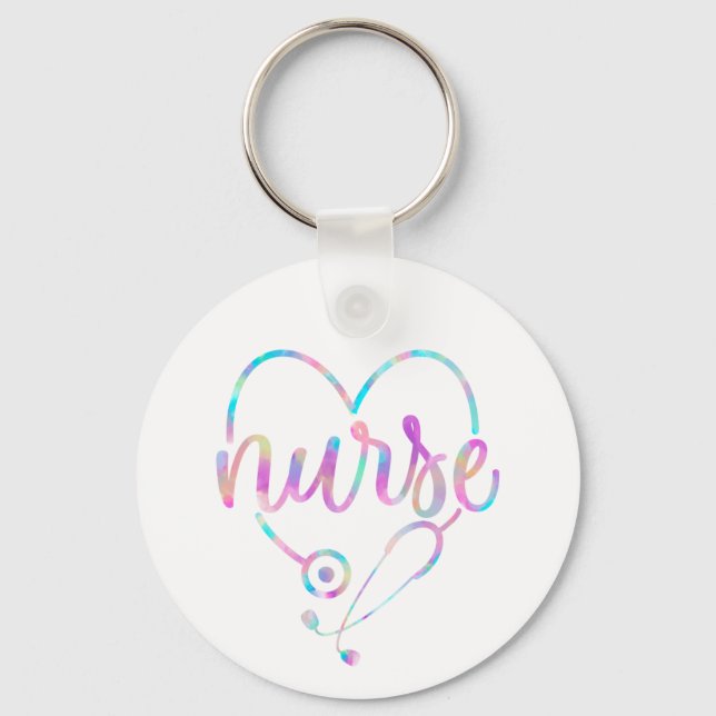 Pastel Nurse Stethoscope Schlüsselanhänger (Vorderseite)