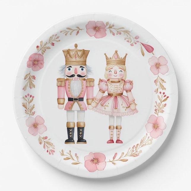 Pastel Nutcracker Ballet Christmas Paper Plates Pappteller (Vorderseite)