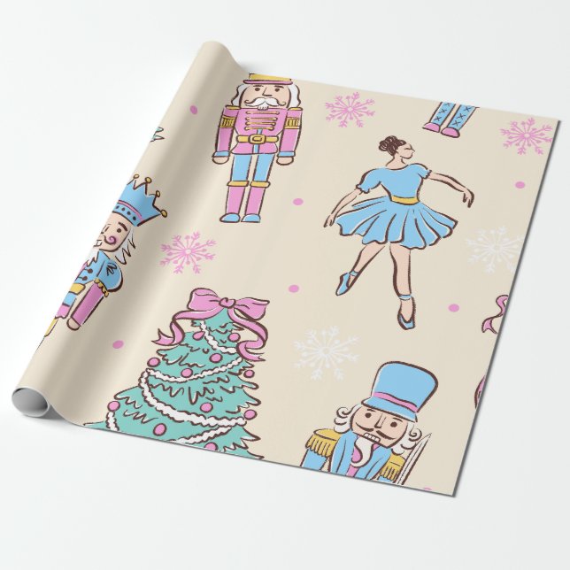 Pastel Nutcracker Christmas Geschenkpapier (Ungerollt)