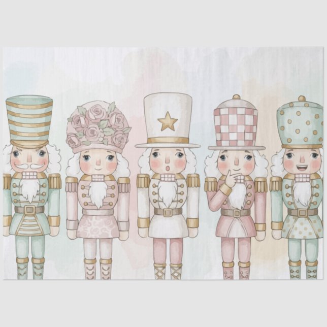 Pastel Nutcracker Toy Collection Watercolor  Seidenpapier (Vorderseite)