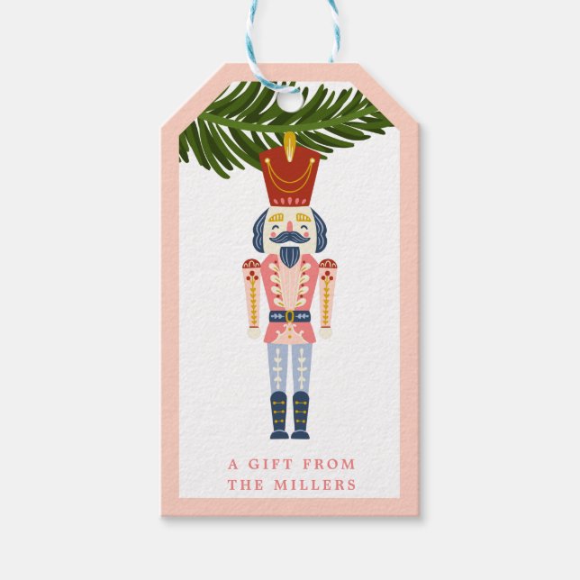 Pastel Nutcracker Weihnachten Personalisierte Orna Geschenkanhänger (Vorderseite)