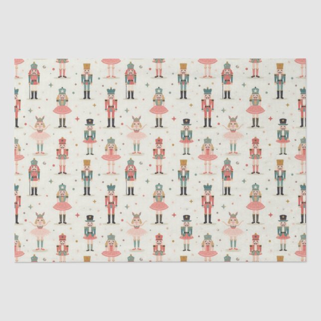 Pastel Nutcrackers und Ballerinas Seidenpapier (Vorderseite)