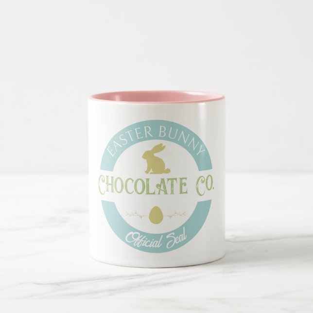 Pastel Oaster Bunny Chocolate Company Zweifarbige Tasse (Mittel)