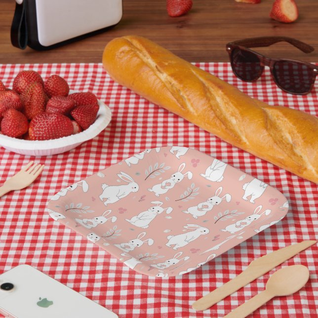 Pastel Oaster Bunny Party Plate Pappteller (Picknick)