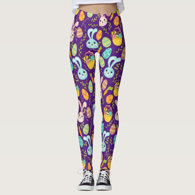 Pastel Oaster Bunny Pattern Leggings (Vorderseite)