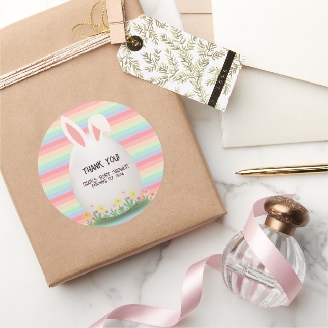 Pastel Oaster Egg Bunny Baby Dusche Runder Aufkleber (Schenken)
