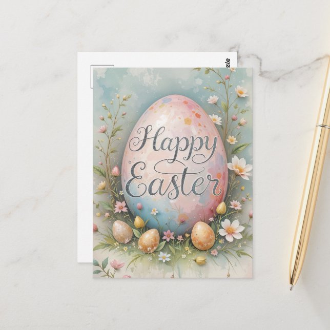 Pastel Oaster Eggs Segnung Postkarte (Vorderseite/Rückseite Beispiel)
