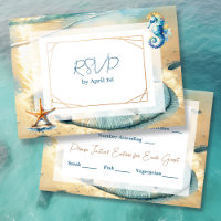 Pastel Ocean Sand Dollar Wedding RSVP
