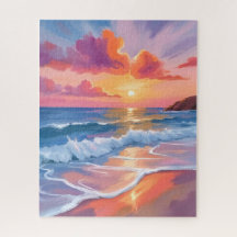 Pastel Ocean Sunset | Colorful Beach Painting