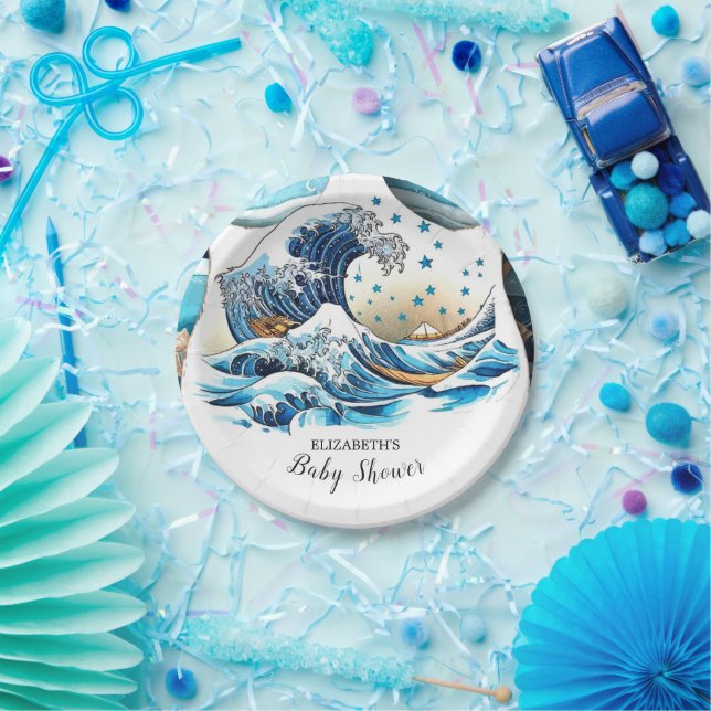 Pastel Ocean Waves Babydusche Pappteller (Party)