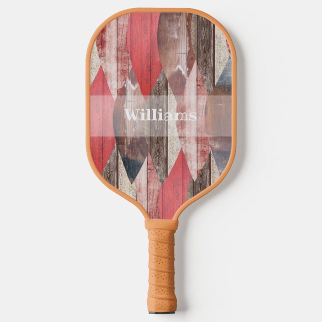 Pastel Old Wood Red Leaf Muster Pickleball Schläger (Vorderseite)