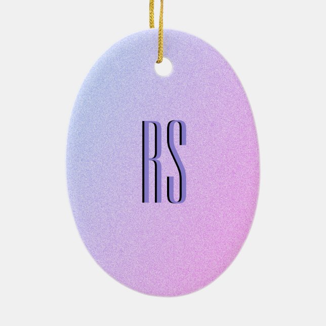 Pastel Ombre Glitzer Monogram Keramikornament (Hinten)