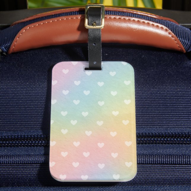 Pastel Ombre Hearts Muster Gepäckmarke Gepäckanhänger (Vorderseite Insitu 2)