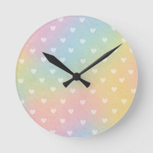Pastel Ombre Herz Muster Runduhr Runde Wanduhr
