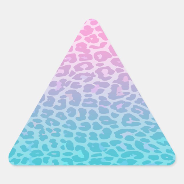 Pastel Ombre Leopard Dreieckiger Aufkleber (Vorderseite)