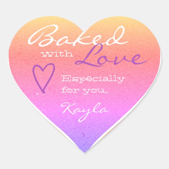 Pastel Ombre Lila Pink Made Liebe Herzform Herz-Aufkleber (Vorderseite)