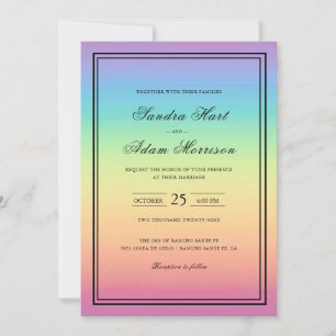 Pastel Ombre Rainbow Colors Wedding  Einladung