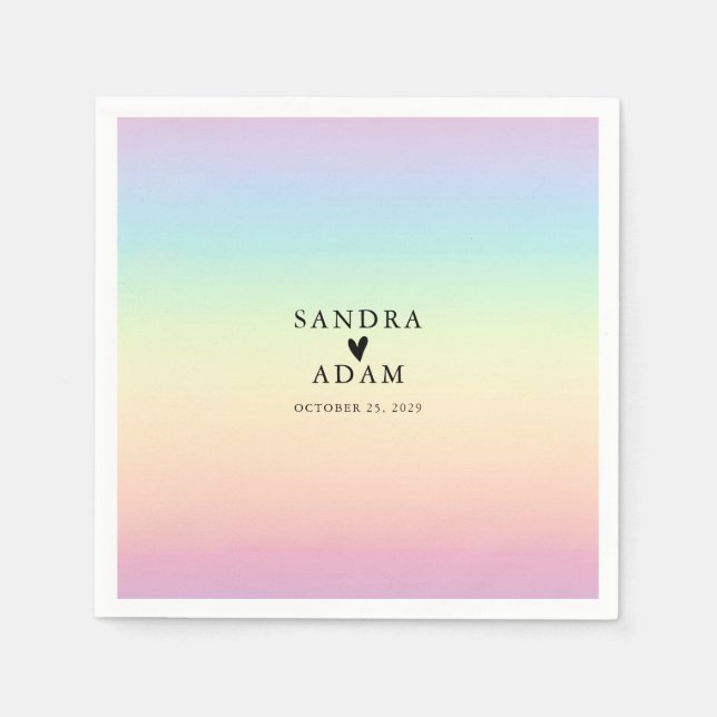 Pastel Ombre Rainbow Colors Wedding Serviette (Vorderseite)