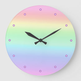 Pastel Ombre Rainbow Große Wanduhr