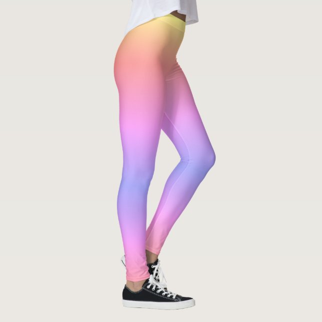 Pastel Ombré Regenbogen Pink Gelb Lila Leggings (Rechts)