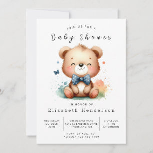 Pastel Online Bear Baby Dusche Einladung