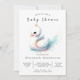 Pastel Online Swan Baby Dusche Einladung