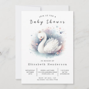 Pastel Online Swan Baby Dusche Einladung