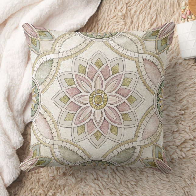 Pastel Opalescent Floral Mosaic - Mandala Kissen (Decke)