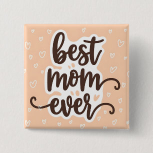 Pastel Orange Best Mama je Script Hearts Button