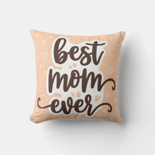 Pastel Orange Best Mama je Script Hearts Kissen
