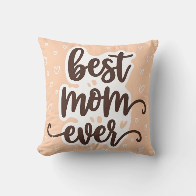 Pastel Orange Best Mama je Script Hearts Kissen (Vorderseite)