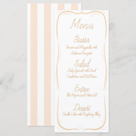 Pastel Orange Border Striped Wedding Menu Menükarte