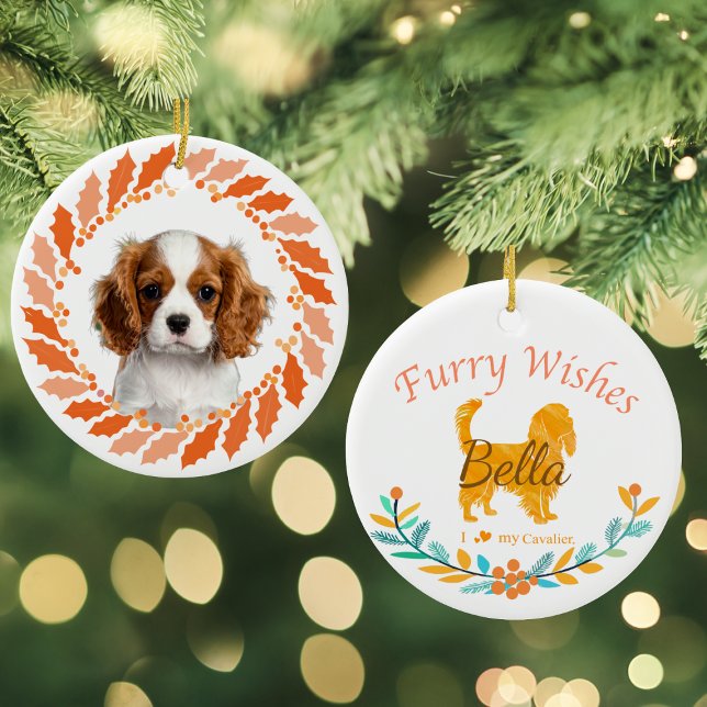 Pastel Orange Cavalier King Charles Spaniel Keramik Ornament (Von Creator hochgeladen)