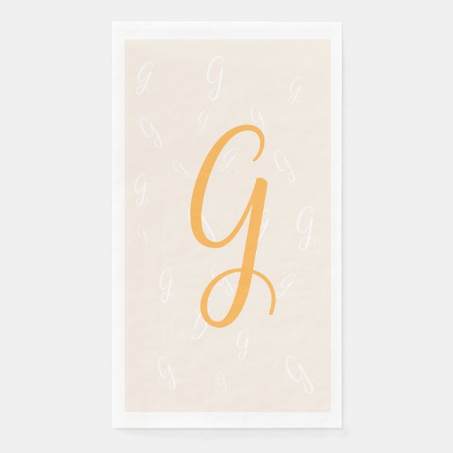 Pastel Orange Elegant Duplikat Monogramm | Wäsche Serviette (Vorderseite)