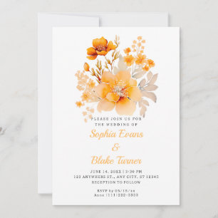 Pastel Orange Floral Bouquet Fall Orange Wedding Einladung