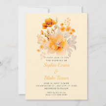Pastel Orange Floral Bouquet Fall Yellow Wedding
