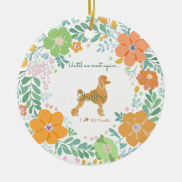 Pastel Orange Floral Poodle Custom Photo Memorial Keramik Ornament