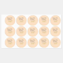 Pastel orange gray happy 21st birthday name date etiketten