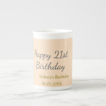 Pastel orange gray happy 21st birthday name date